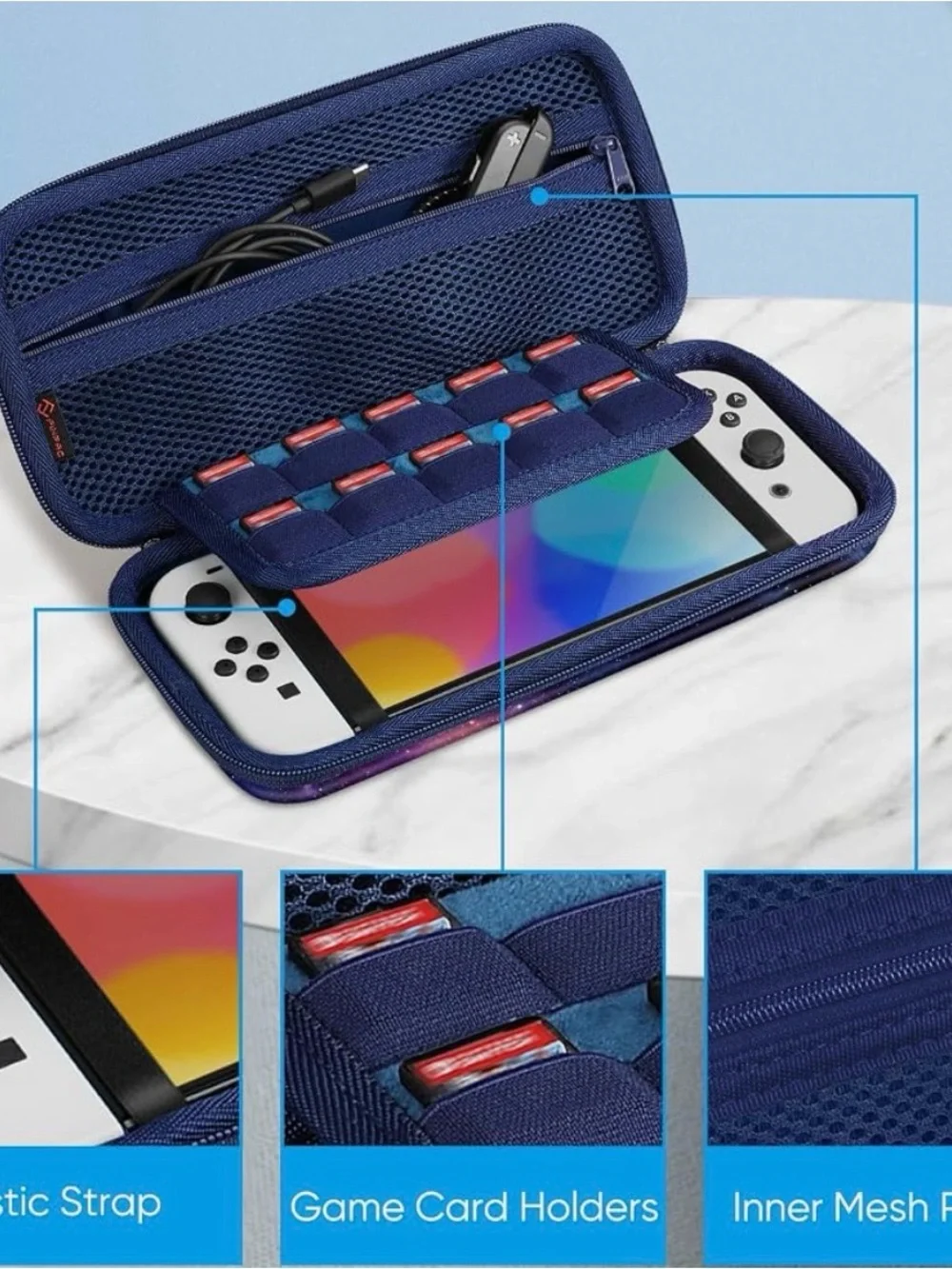 Galaxy Print Hard Shell Tablet Case with Wrist Strap - YKK Zipper